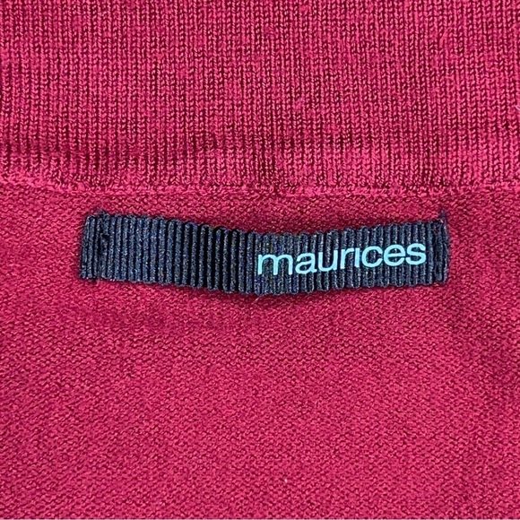 FITTED MAURICES RED KNIT TOP RETRO PINUP STRETCH MEDIUM VNECK - Picture 7 of 9